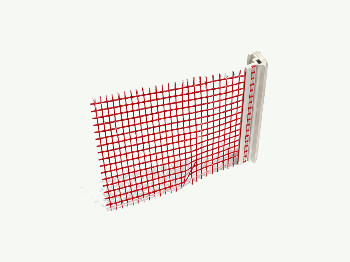 PVC window connection profile with mesh