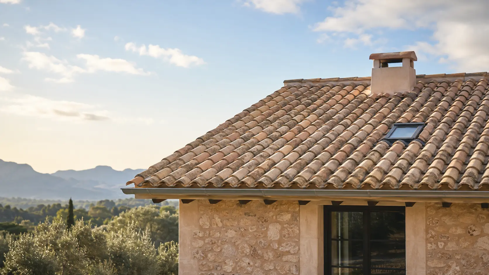 Traditional Mallorcan tiled roof